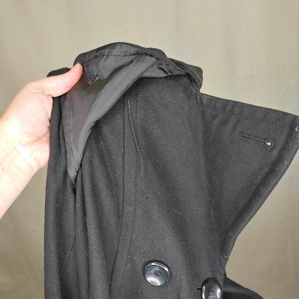 Steve Madden Double Breasted Black Wool Trenchcoat - Picture 5 of 13